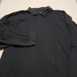 Izod grey herringbone knit long sleeve polo large